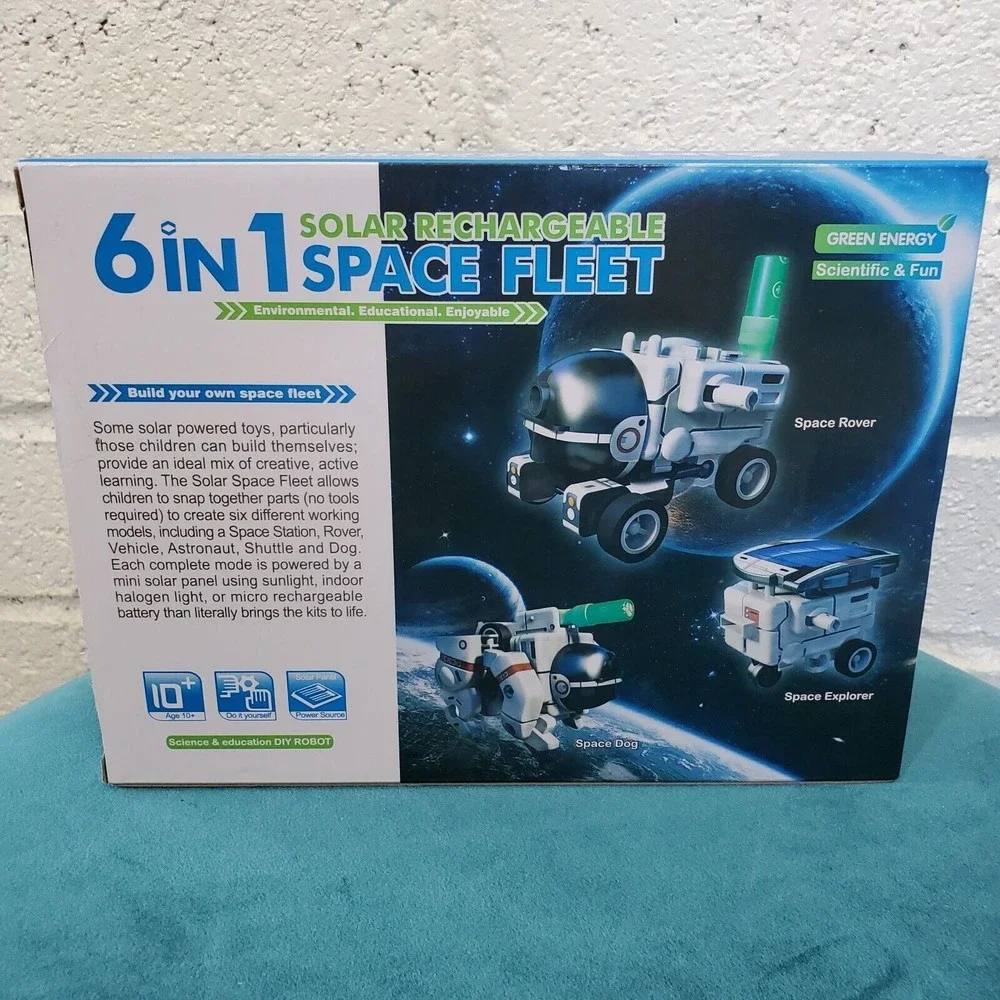STEM 6 in 1 Solar Rechargeable Space Fleet Robots Learning Kit DIY Science NEW